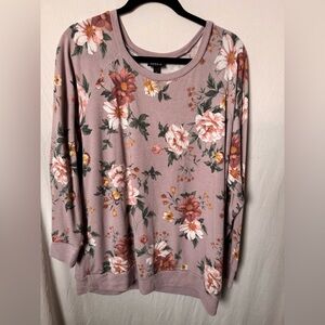 Torrid Floral Long Sleeve Top - Pink and White